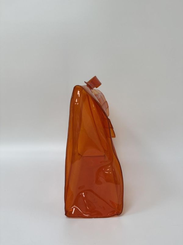 Hermès「Vinyl Kelly」透明橘限量包 