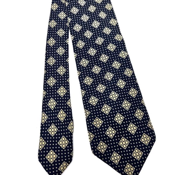 Emporio Armani 男士藏青色絲綢領帶（中古）義大利製 