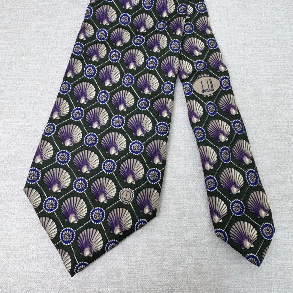 Dunhill 綠色 貝殼 領帶（中古） 