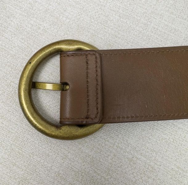 Bottega Veneta 金色圓頭 棕色編織 皮帶 腰帶 