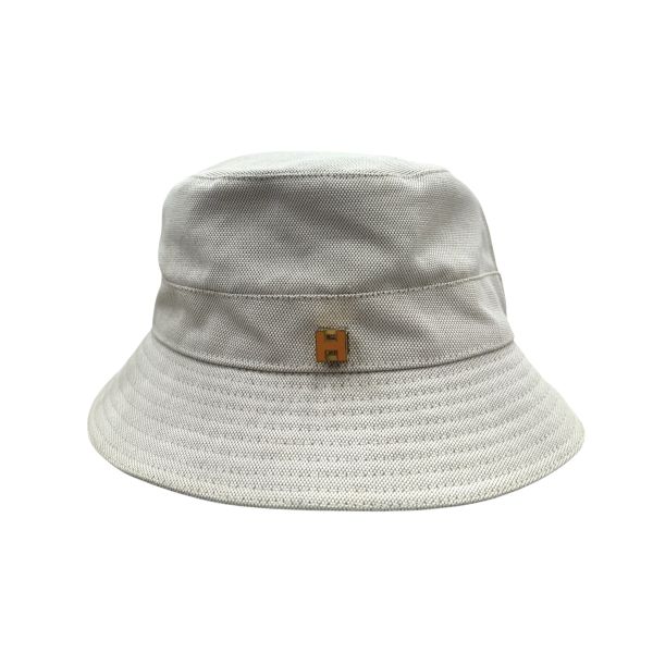 Hermes 米白色 橘色H logo 漁夫帽 