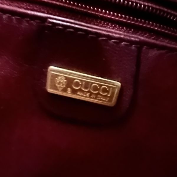 Gucci 古馳 酒紅色壓紋皮革水桶包 