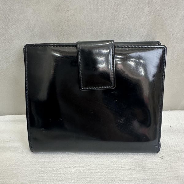 Gucci 黑色漆皮零錢袋短夾 