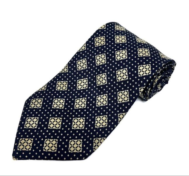 Emporio Armani 男士藏青色絲綢領帶（中古）義大利製 