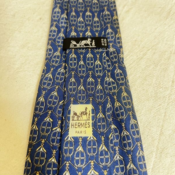 Hermès 藍色鏈條領帶（中古） 