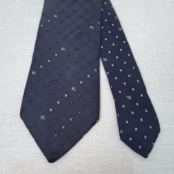 Burberry 藍 點點小logo 領帶 領結 絲綢（中古） 