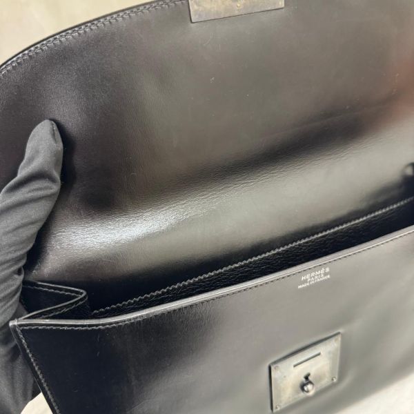Hermès黑色皮革手拿包 