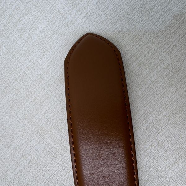 Burberry 金x黑頭 格紋棕色皮革 皮帶 腰帶 