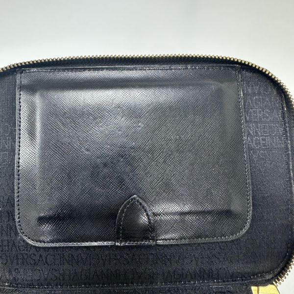 Versace Vintage 中古太陽神標誌黑色手提化妝包 