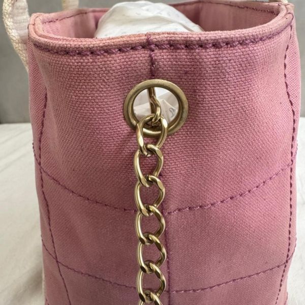 CHANEL 復古粉紫色帆布小托特包 