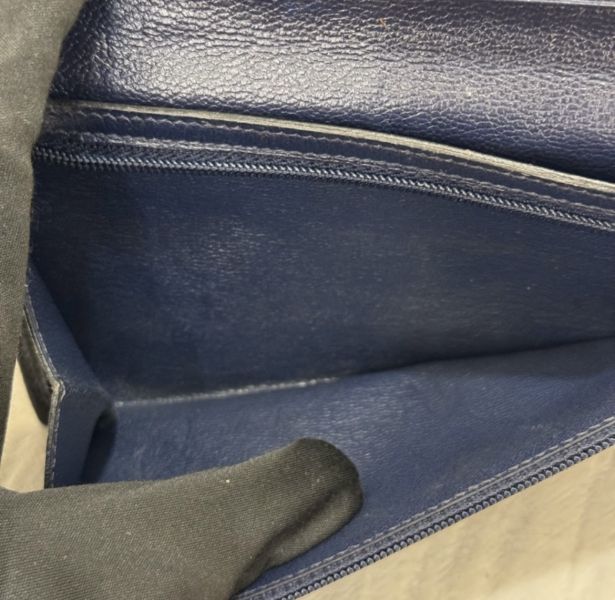 Hermès 深藍色鱷魚皮長夾 