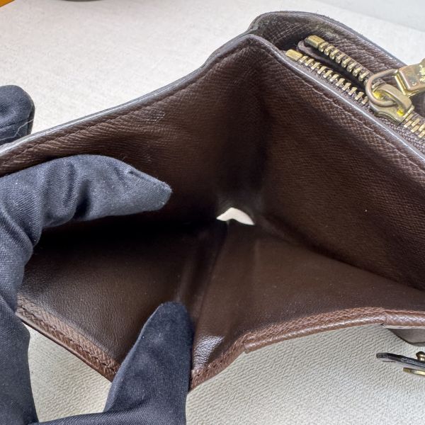Louis Vuitton 棋盤格拉鏈零錢包兩折短夾 