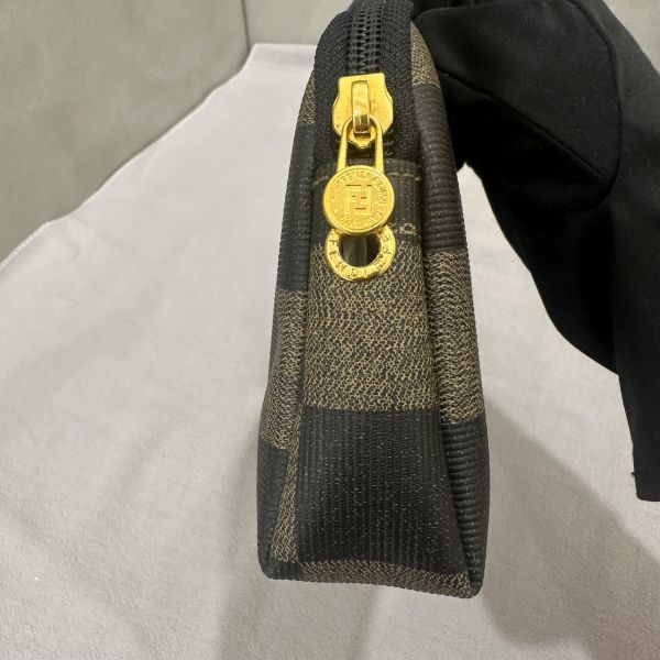 Fendi復古格紋化妝包萬用收納包 