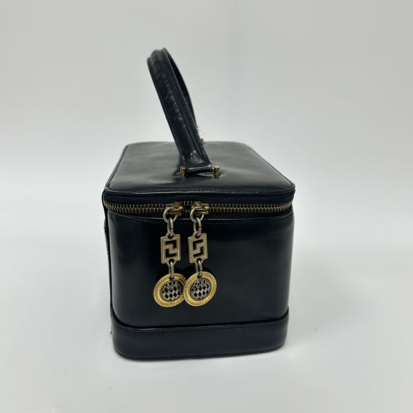 Versace Vintage 中古太陽神標誌黑色手提化妝包 