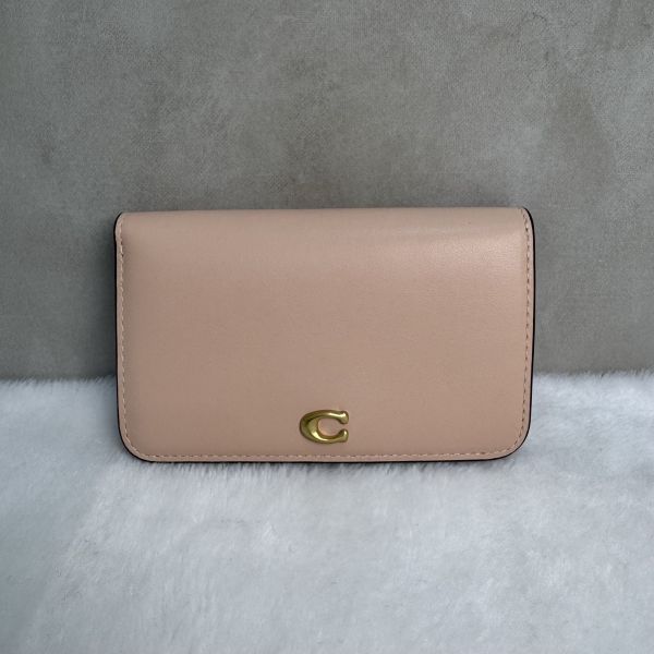 COACH 專櫃款 粉色 C字logo 零錢卡包 