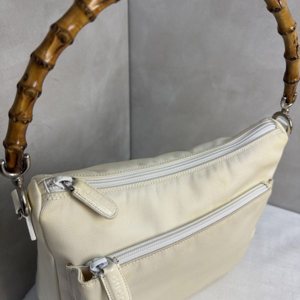 Gucci 米白竹節手提肩背包 