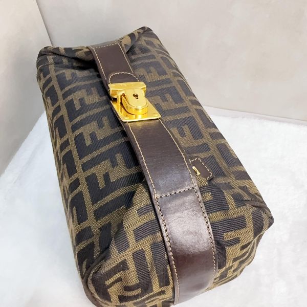 Fendi 經典雙F老花緹花大號帆布飯盒包 
