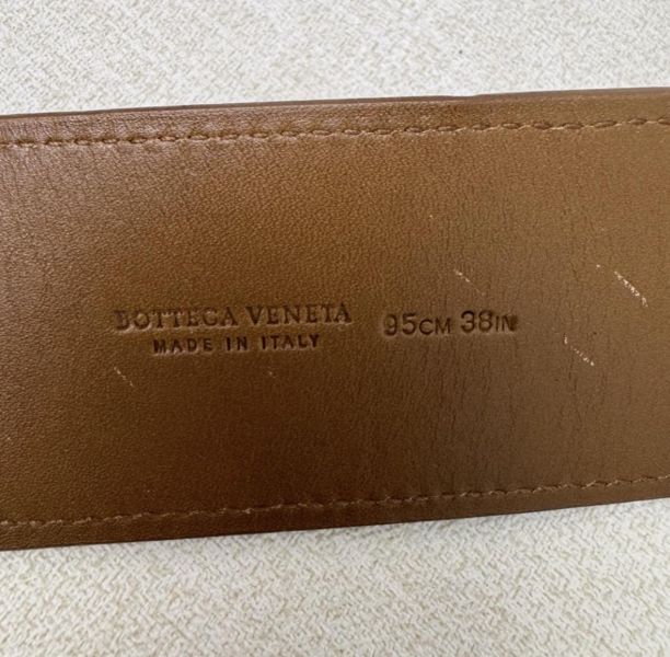 Bottega Veneta 金色圓頭 棕色編織 皮帶 腰帶 