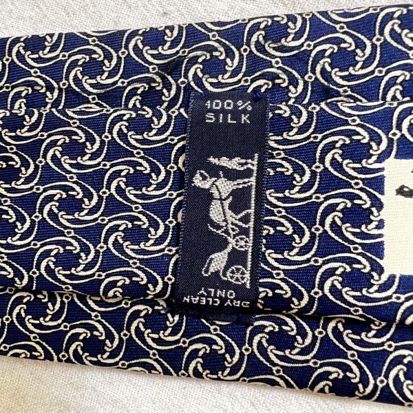 Hermès 藍旋轉紋領帶 （中古） 
