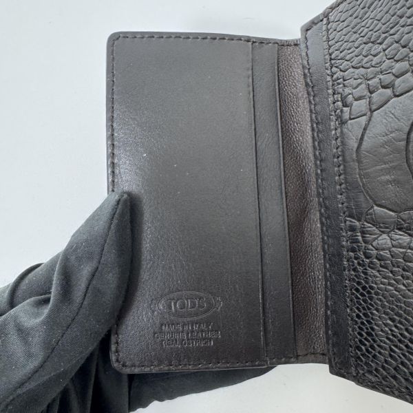 TODS 黑色鱷魚皮卡包 