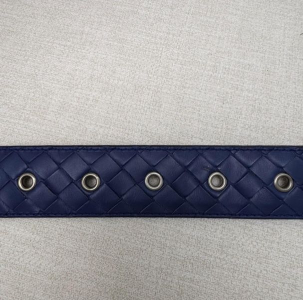 Bottega Veneta 銀頭 藍編織 皮帶 腰帶 