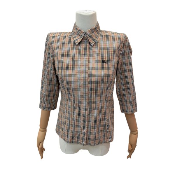 Burberry 七分袖格紋襯衫 