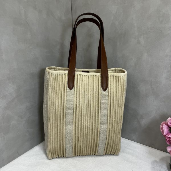 Hermès 帆布皮革手提袋 