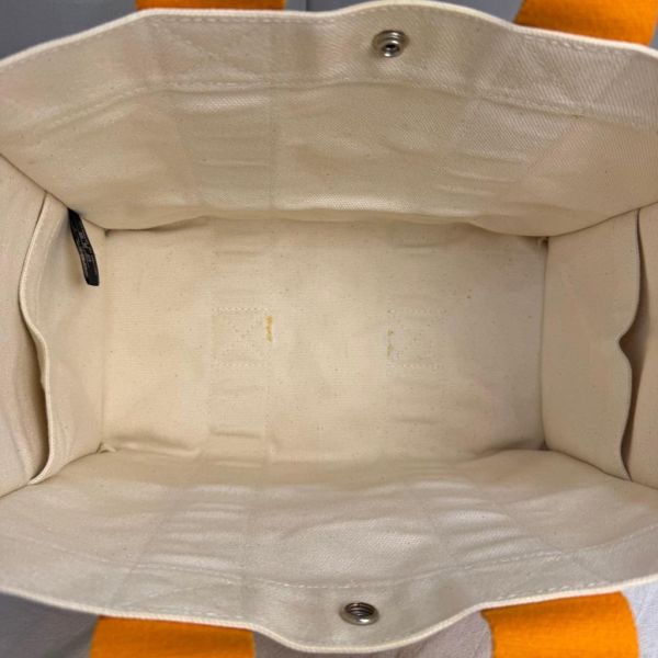 Hermès Herbag Cabas 橘色提把帆布托特包 