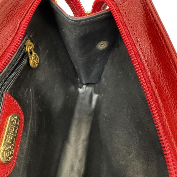 Fendi 復古紅色真皮手拿包 