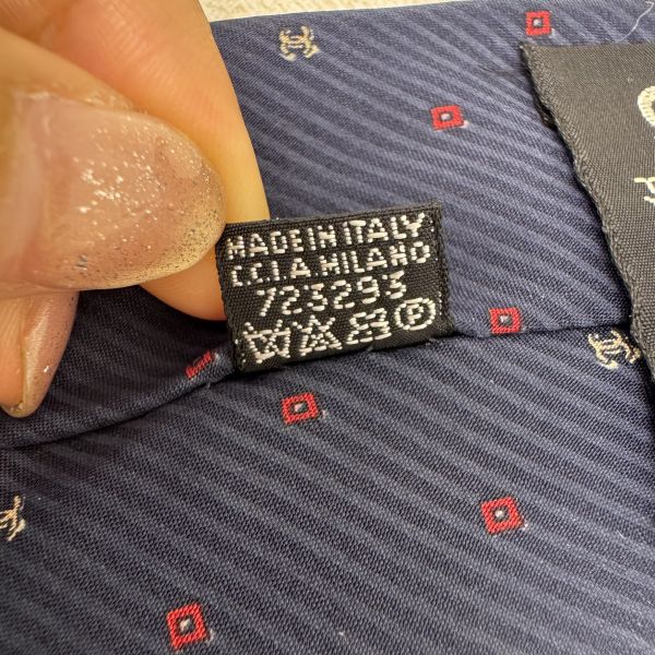 Chanel 藍 滿版小雙C logo 領帶（中古） 