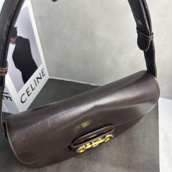 Gucci 馬銜扣 (Horsebit) 復古棕色皮革單肩包* 
