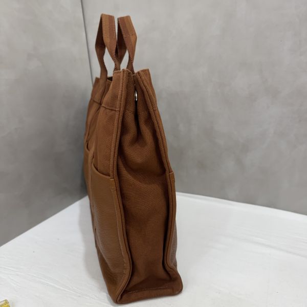 Hermès 帆布拼皮手提包 