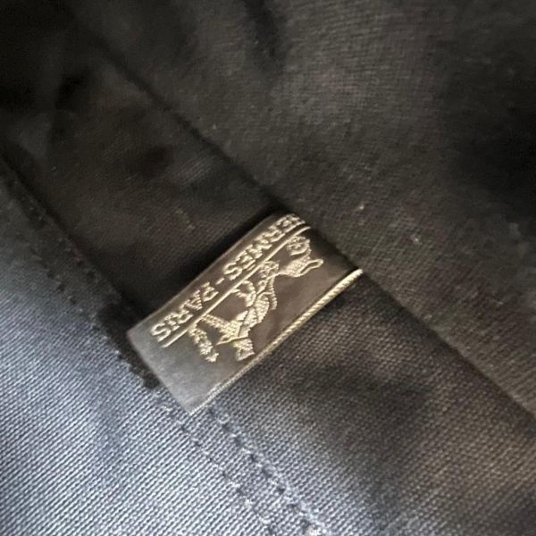 Hermès 黑色帆布皮革包 