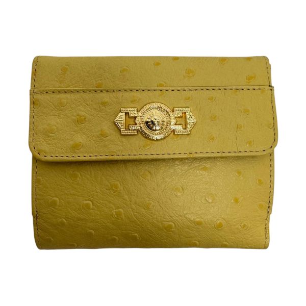 Versace 黃色鴕鳥皮錢包 