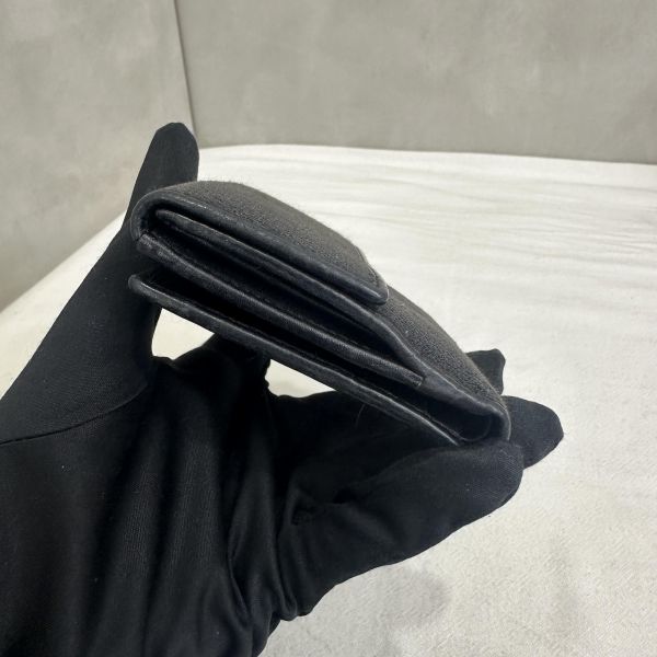 Gucci 中古黑色馬銜扣老花領錢袋短夾 