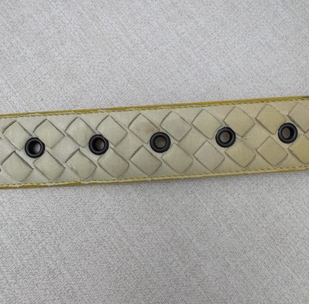 Bottega Venetia 黃 編織銀頭 皮帶 腰帶 