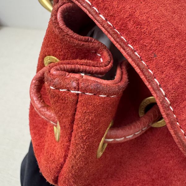 Gucci 竹子絨面紅後背包 
