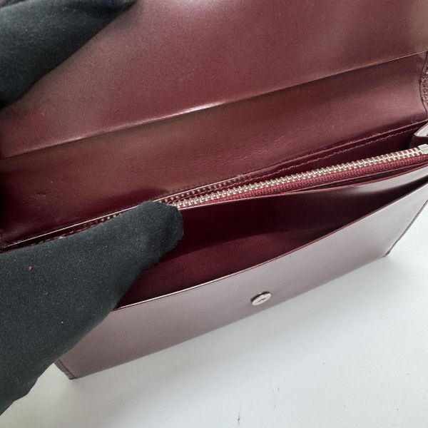 Agnes B酒紅色漆皮長夾 