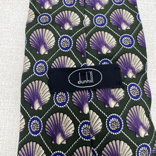Dunhill 綠色 貝殼 領帶（中古） 