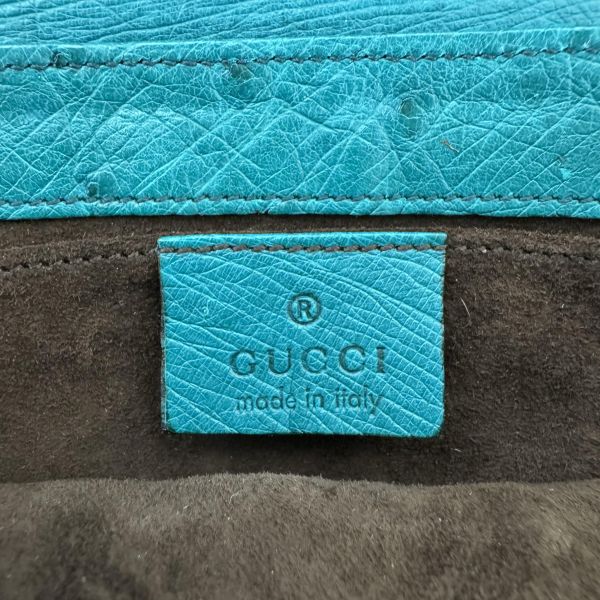 Gucci 竹節細節鴕鳥皮肩背包 