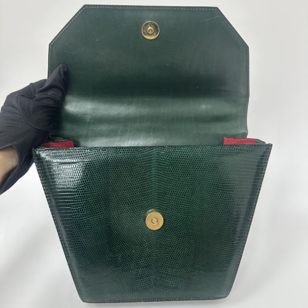 Celine Vintage 綠色蜥蜴皮手提包 