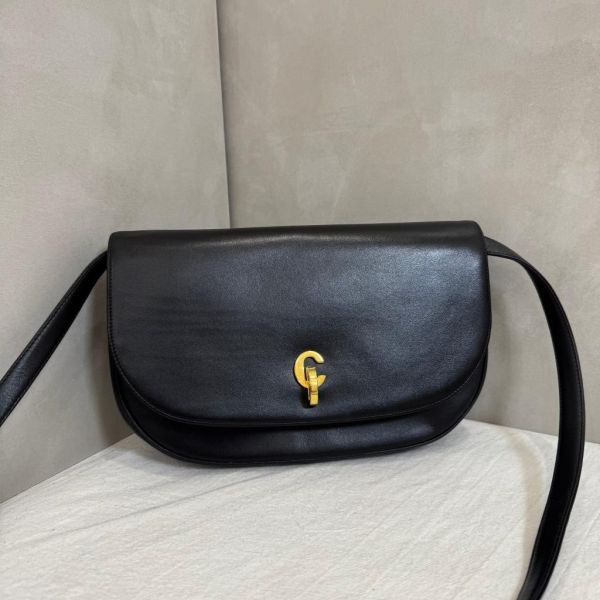 Dior 立體CD 黑色皮革斜背包 
