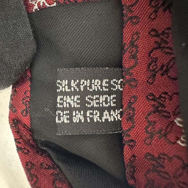 YSL Saint Laurent紅色復古印花領帶 領結 絲綢（中古） 