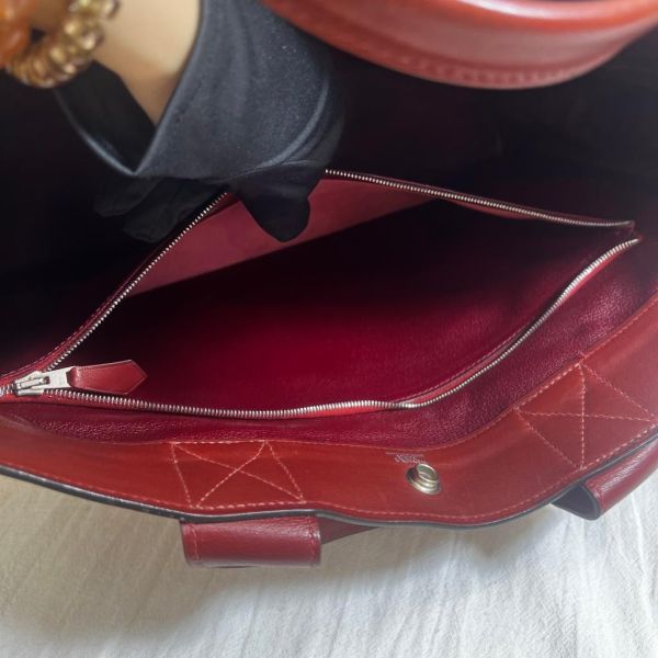 Hermès 皮革帆布手提包 