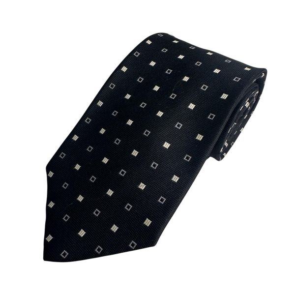 VALENTINO 范倫鐵諾 黑色白方格領帶 領結 絲綢（中古） 