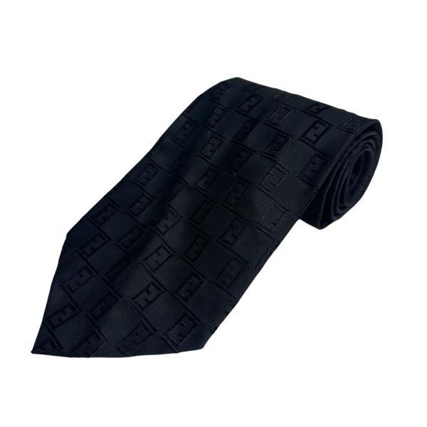 FENDI 黑色老花領帶（中古） 
