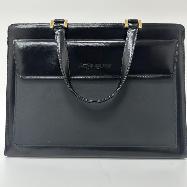 YSL 聖羅蘭 黑色皮革托特包 