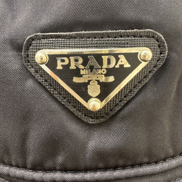 Prada 黑色尼龍三角鐵牌logo 漁夫帽 