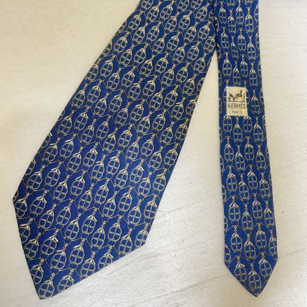 Hermès 藍色鏈條領帶（中古） 