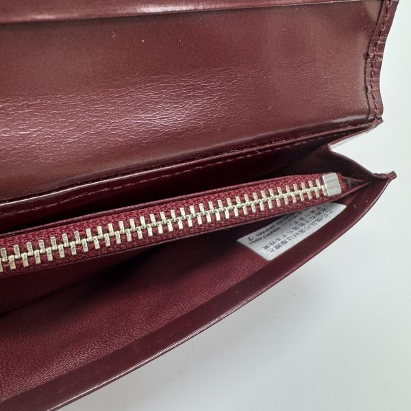 Agnes B酒紅色漆皮長夾 